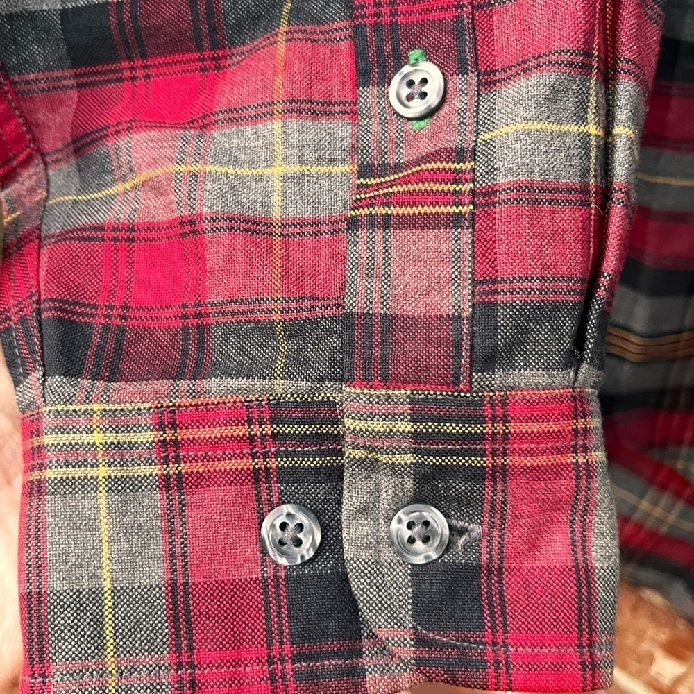 Tommy Hilfiger Black Gray Red Plaid Check Button Down Shirt Men’s - Picture 8 of 14